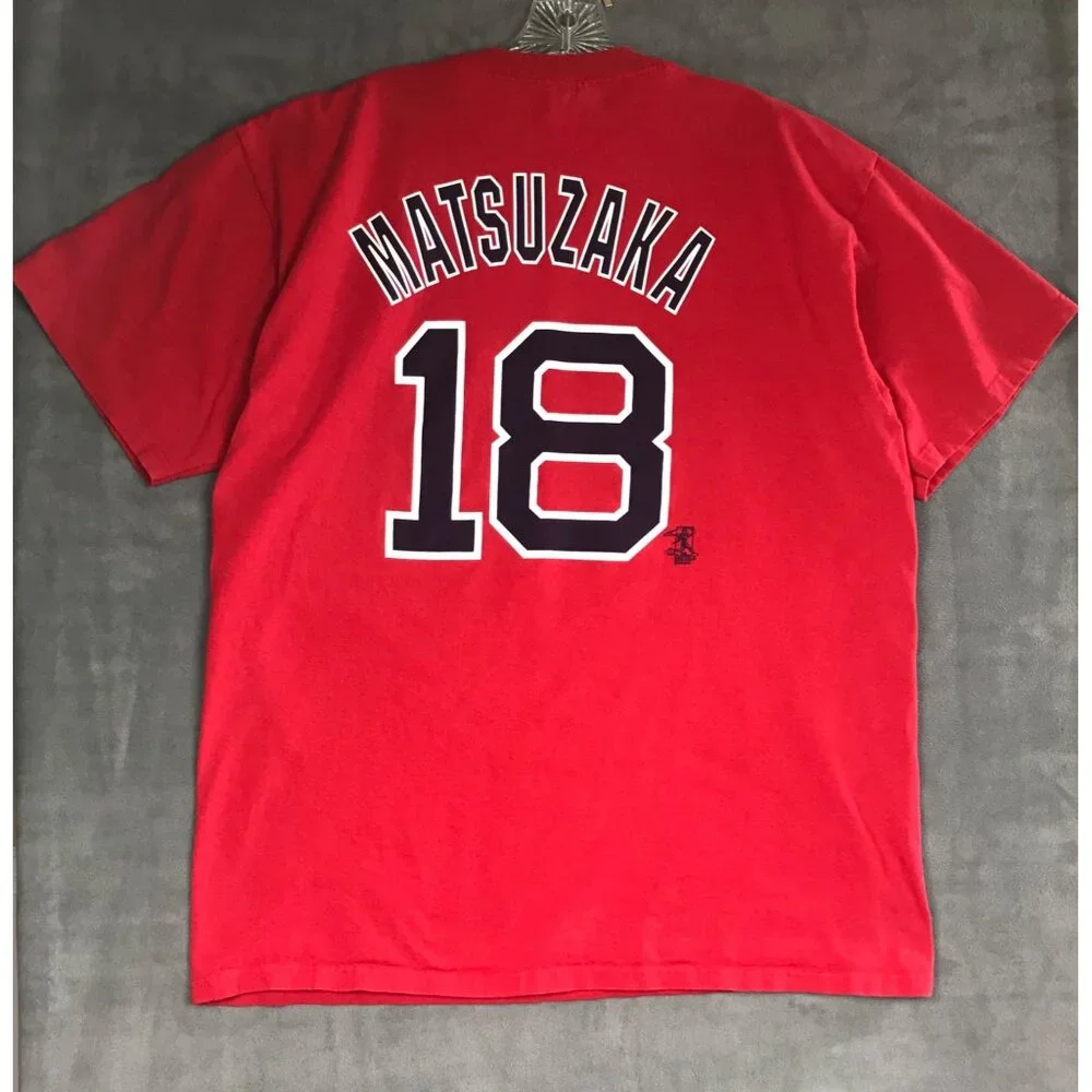 Red Sox Matsuzaka #18 Majestic T-Shirt Short Sleeve Red - Picture 2 of 8